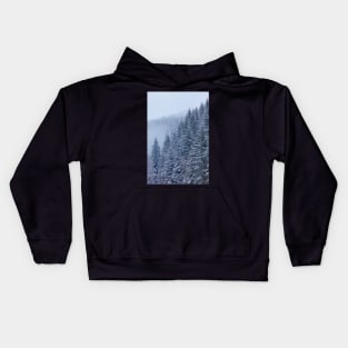 Snow-covered fir forest Kids Hoodie